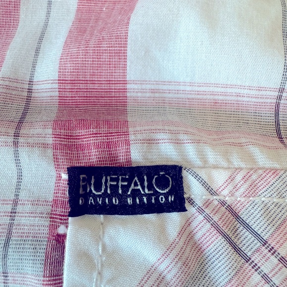 David Button Buffalo fitted plaid military style short sleeve button up - Picture 5 of 6